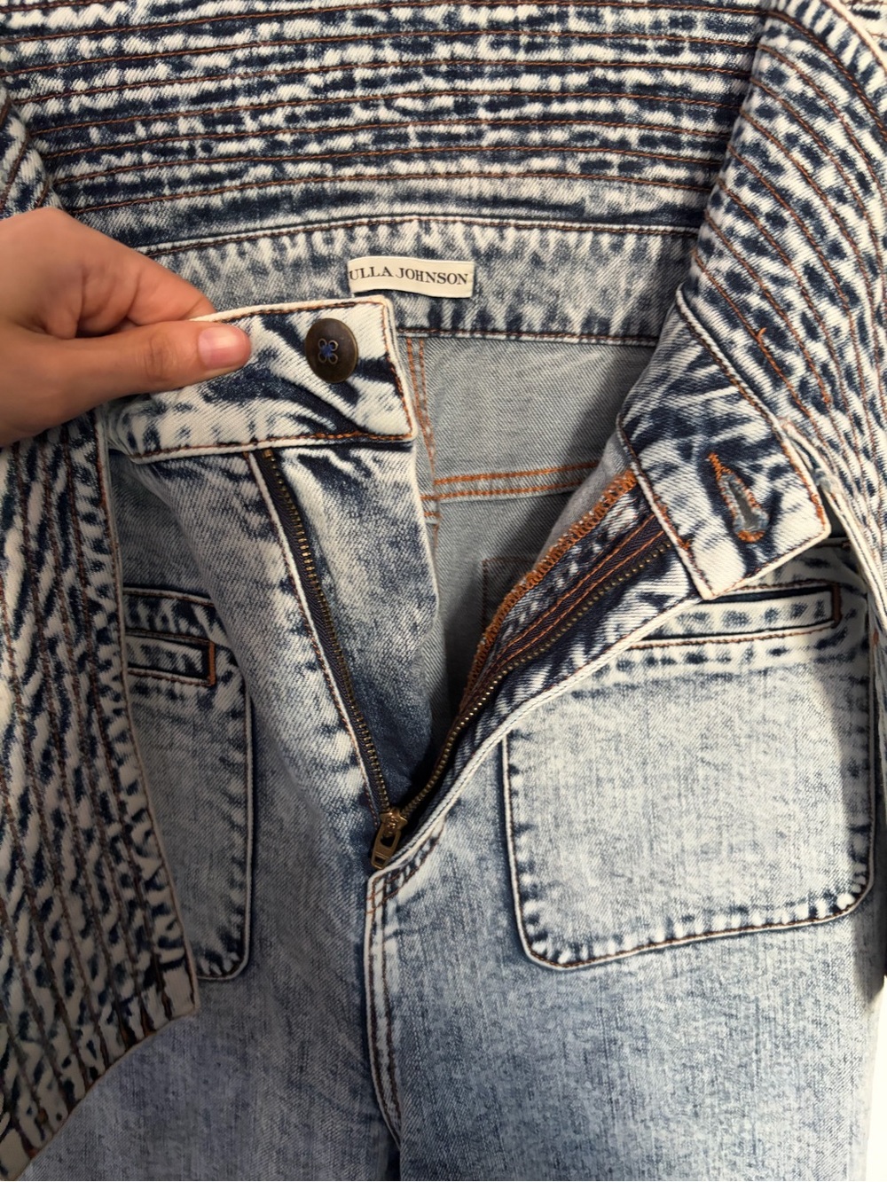 ULLA JOHNSON High-Waist Tie-Belt Wide-Leg Jeans - Light Acid Wash Blue - 6 - Picture 8 of 12